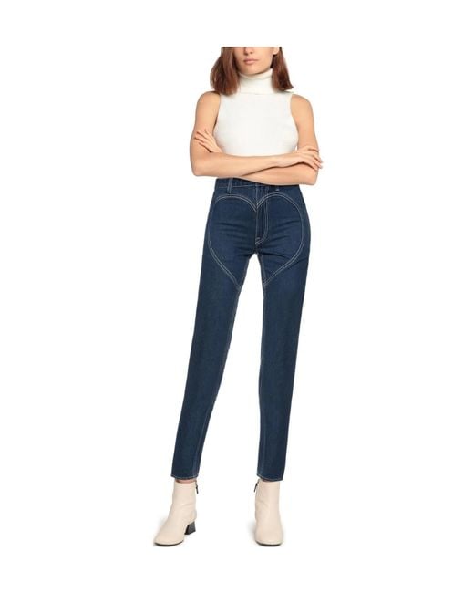 Burberry Blue Solid Color Straight Leg Pants