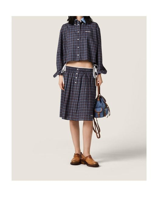 Miu Miu Blue Plaid Skirt