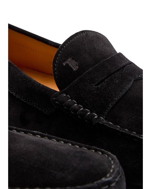 Tod's Black Gommino Suede Loafers for men
