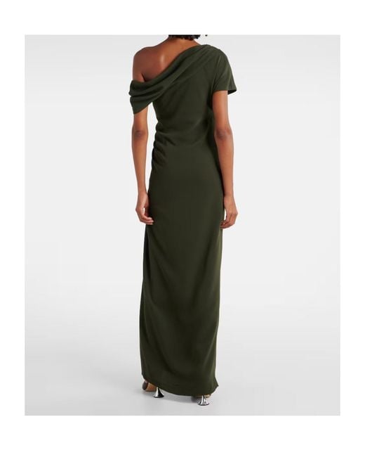 Jonathan Simkhai Green Kally Draped One-Shoulder Crêpe Gown