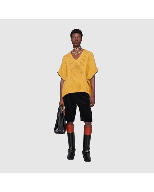 Gucci Yellow V-Neck Long Sleeved Sweater for men