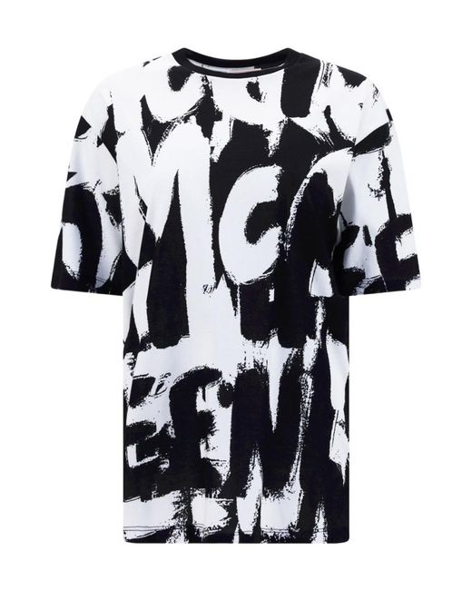 McQueen Black Graphic Printed Crewneck T-Shirt