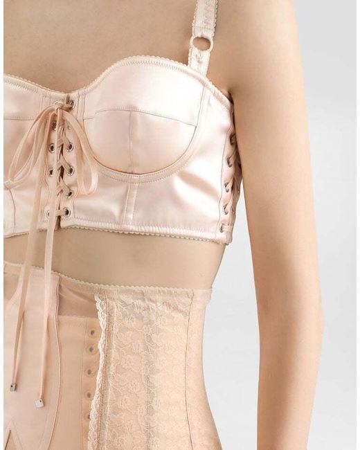 Dolce & Gabbana Pink Lace-Up Satin Corset