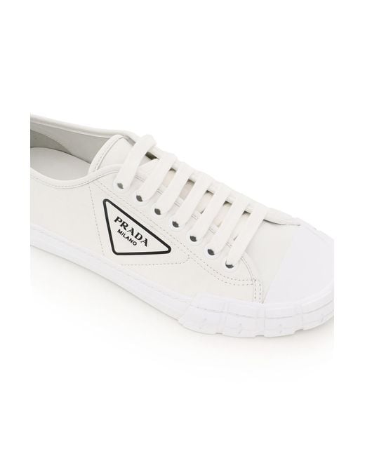 Prada White Side Logo-Print Sneakers for men