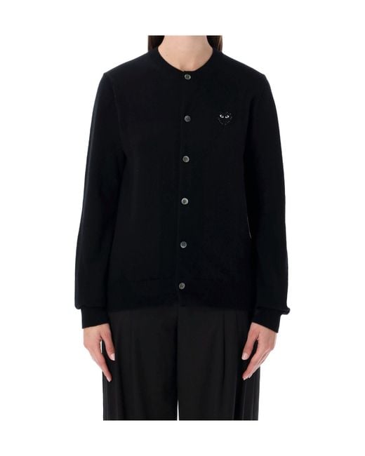 COMME DES GARÇONS PLAY Black Comme Des Garçons Play Logo Patch Crewneck Cardigan for men