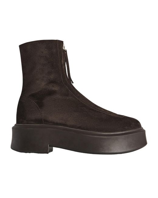 The Row Brown Front Zipped Boots