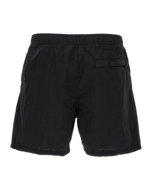Stone Island Black Logo Patch Swim Shorts for men