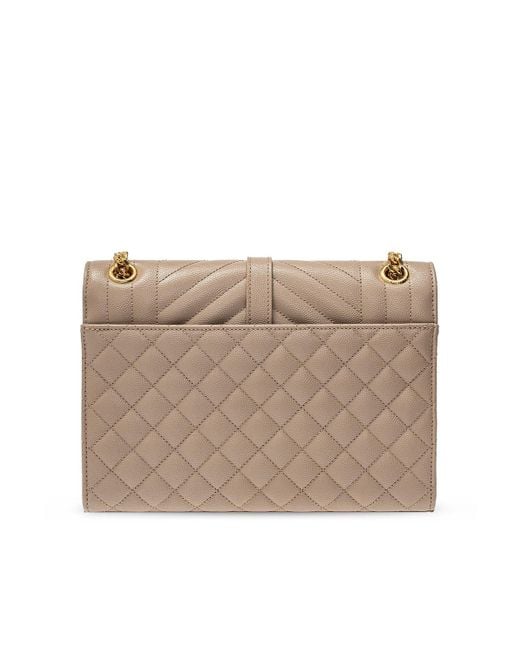 Saint Laurent Natural Matelassé Envelope Medium Shoulder Bag