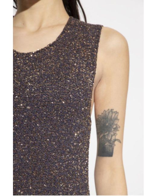 Proenza Schouler Purple Sequin-Embellished Knitted Sleeveless Dress