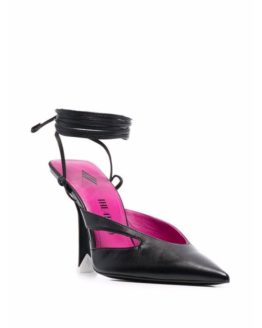 The Attico Black The Pointed-Toe Lace-Up Pumps
