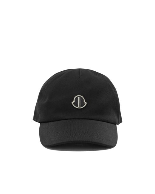 Moncler Black Moncler Rick Owens Logo Embroidered Baseball Cap for men