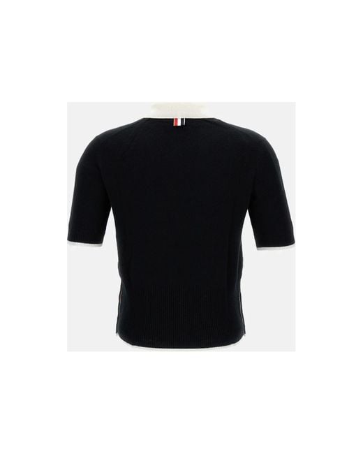 Thom Browne Black Keyhole Cashmere Polo Shirt