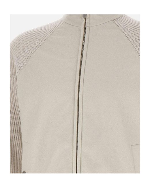 Eleventy White Ribbed Knit Jacket for men