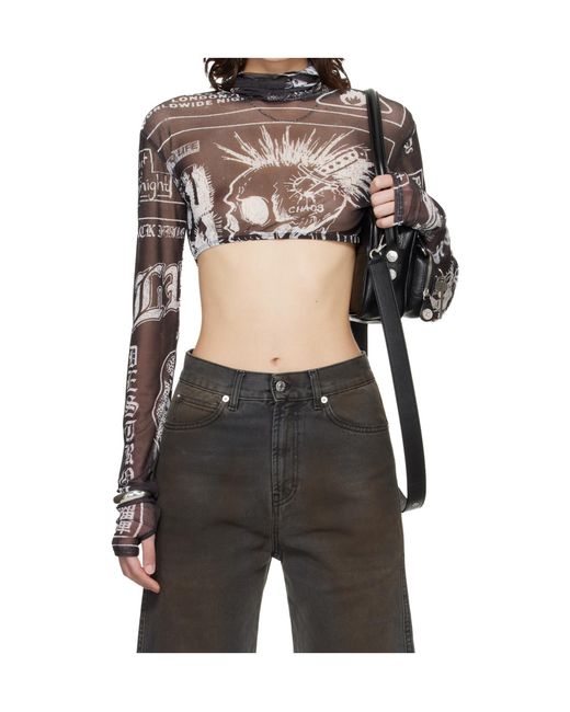 Lu'u Dan Black Mesh Crop Top for men