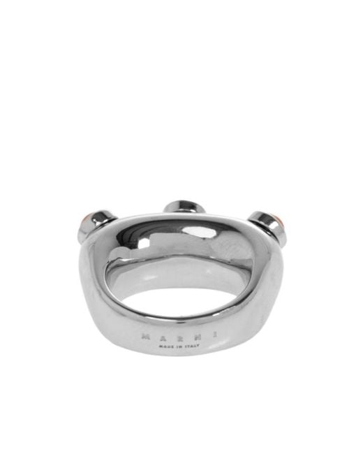 Marni White Embellished Ring