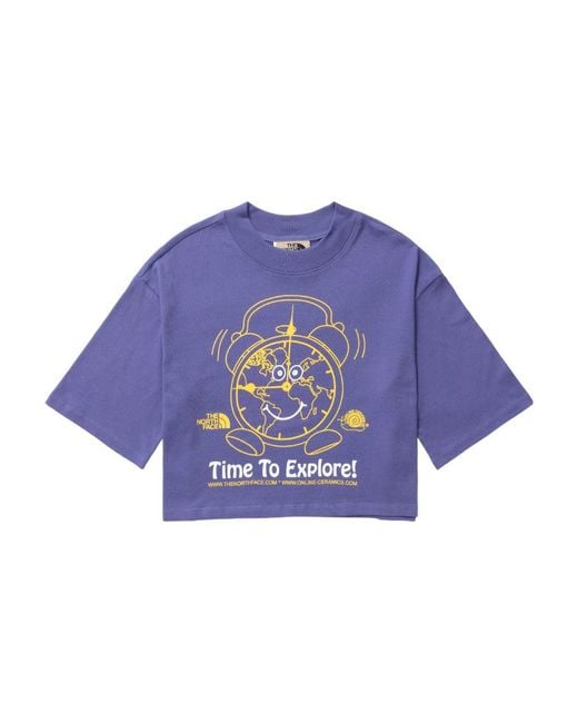The North Face Blue X Online Ceramics Graphic-Printed Cropped T-Shirt