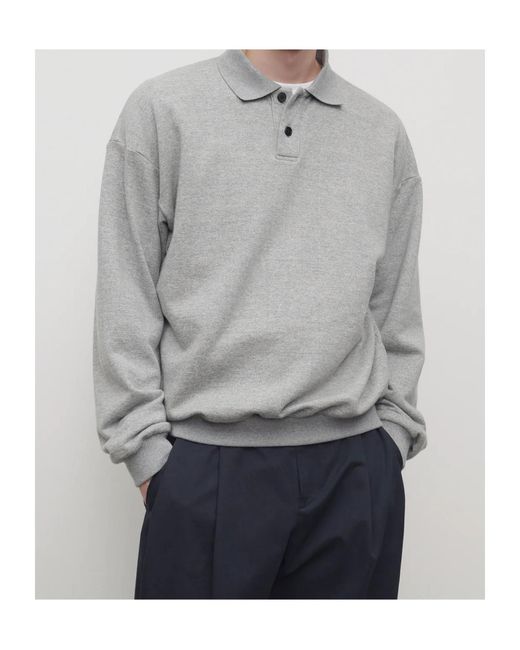 The Row Gray Ry Buttoned French-Terry Polo Shirt for men