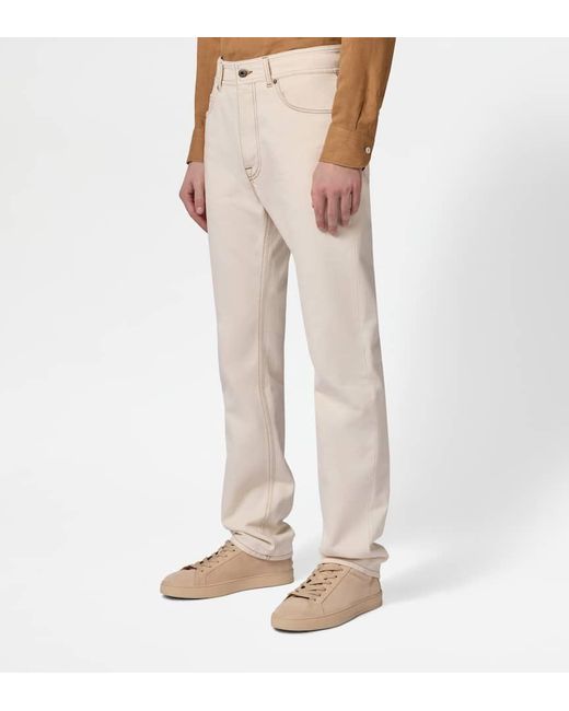 Tod's White Logo Patch Straight Leg Jeans for men