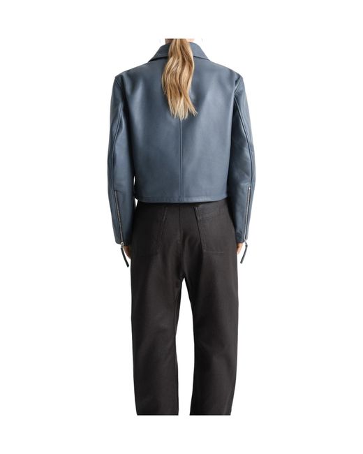 Lemaire Gray Cropped Leather Jacket