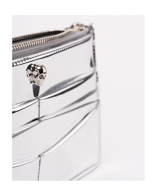 McQueen White Metallic Zipped Cardholder