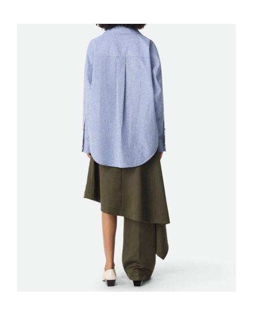 Bottega Veneta Blue Long-Sleeved Striped Shirt