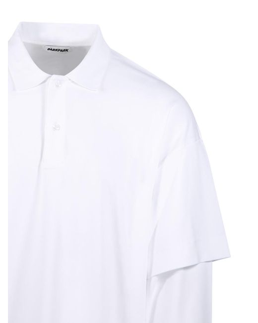 DARKPARK White Long-Sleeved Layered Polo Shirt for men