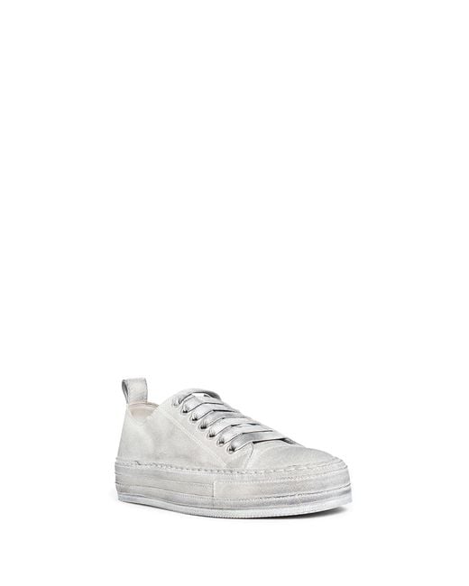 Ann Demeulemeester White Round-Toe Low-Top Sneakers