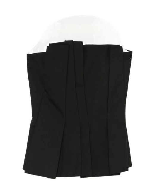 Rohe Black Pleated Bustier Top