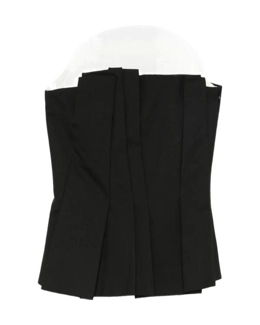 Rohe Black Pleated Bustier Top