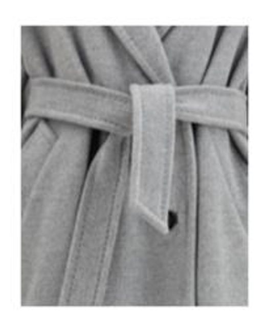 Max Mara Gray Collared Long-Sleeved Coat