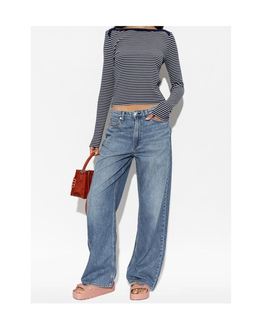 Rag & Bone Blue Long-Sleeved Striped Top