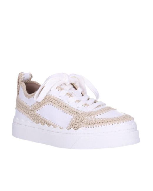 Chloé White Lauren Leather Sneakers