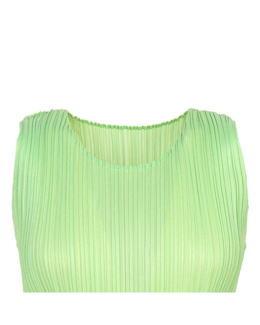 Issey Miyake Green Pleated Sleeveless Vest