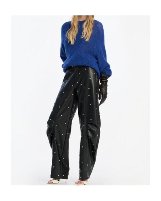 ROTATE BIRGER CHRISTENSEN Blue Logo-Patch Sweater