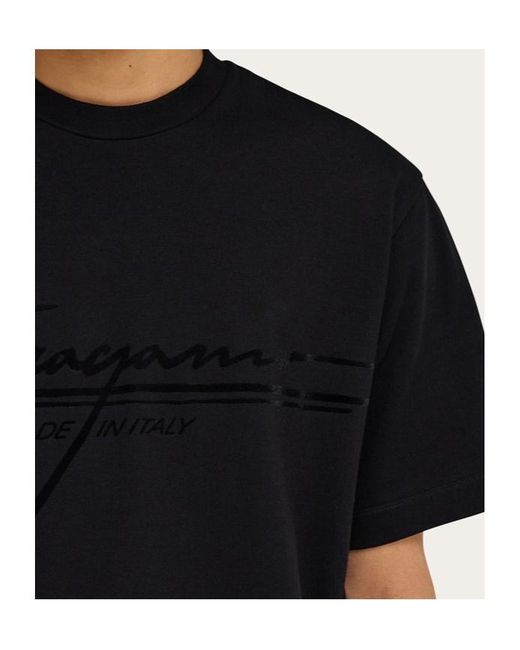 Ferragamo Black Logo-Print T-Shirt for men