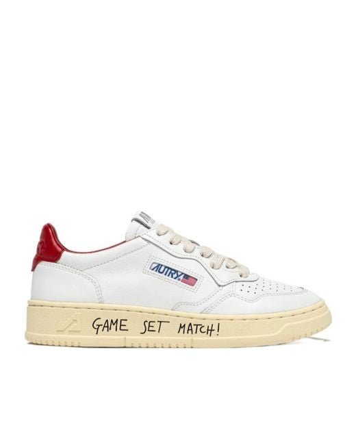 Autry White Medalist Lace-Up Sneakers