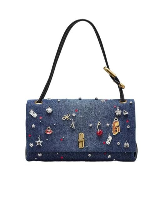 Marc Jacobs Blue The Trinket Charm Denim Large Dual Bag