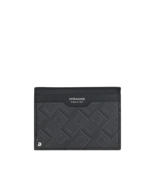 Ferragamo Black Ferragamo Monogram Printed Credit Card Holder for men