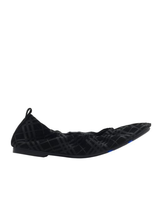 Burberry Black Suede Ballerina Shoes