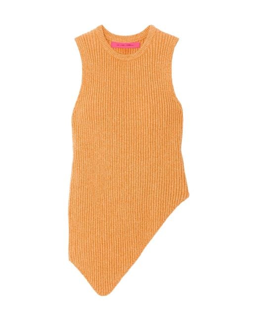 The Elder Statesman Orange Asymmetrical Ribbed Tank Top