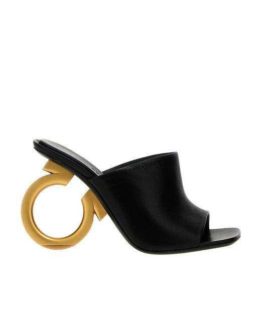 Ferragamo Black Logo Sandals