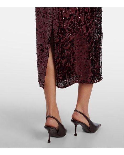Erdem Red Sequined Midi Dress