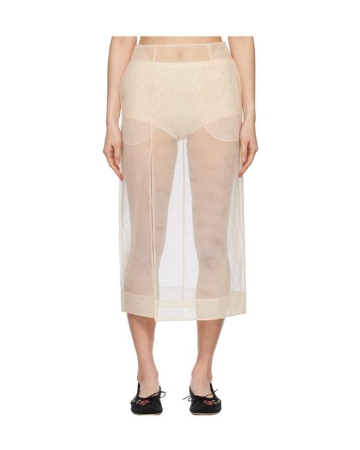 Simone Rocha Natural Sheer Slit Pencil Skirt