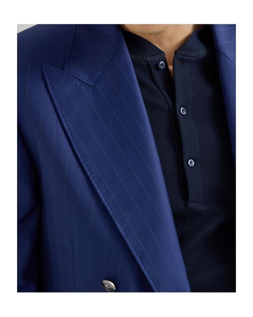 Brunello Cucinelli Blue Chalk-Stripe Blazer for men
