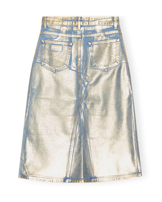 Ganni Natural Denim Midi Skirt