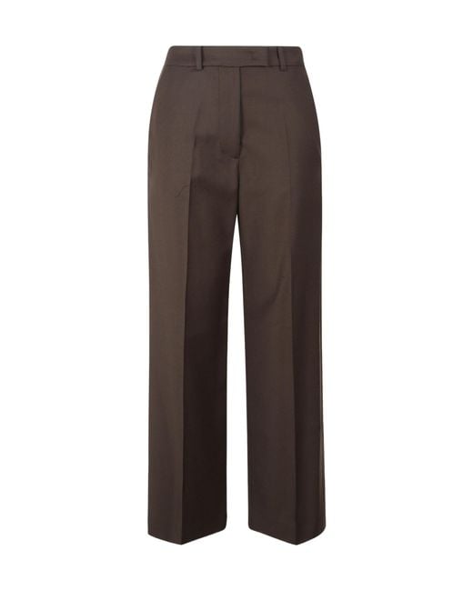 Frankie Shop Brown Brickell Wide-Leg Flannel Trousers