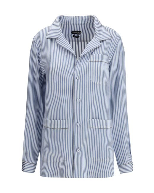 Tom Ford Blue Striped Silk Shirt