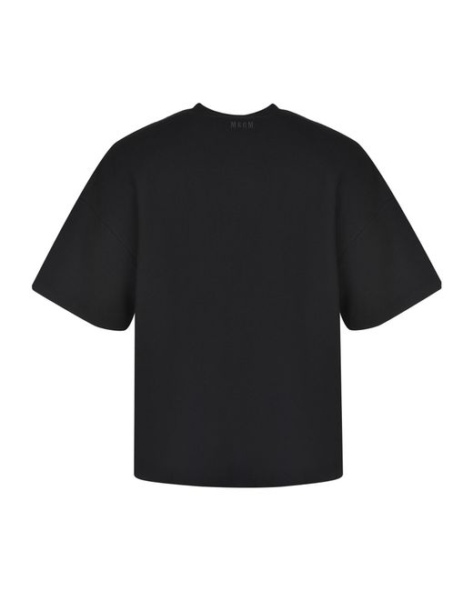 MSGM Black Logo Patch Crewneck T-Shirt for men