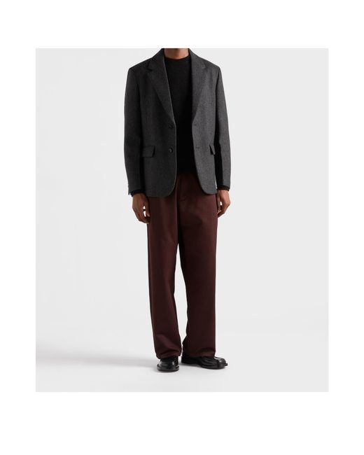 Prada Black Single-Breasted Wool Jacket for men