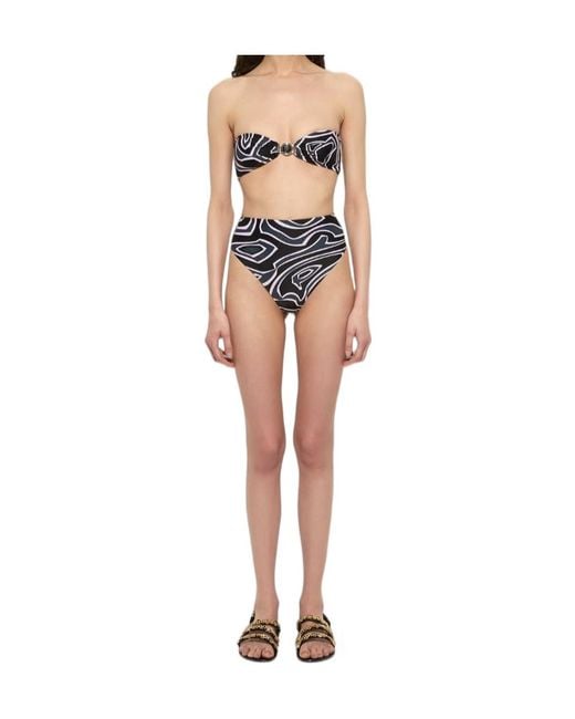 Emilio Pucci Black Pucci Maze Printed Strapless Bikini Top